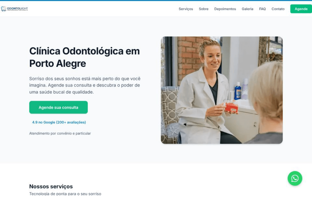 Site de alta conversão para clínica odontológica com PageSpeed 95